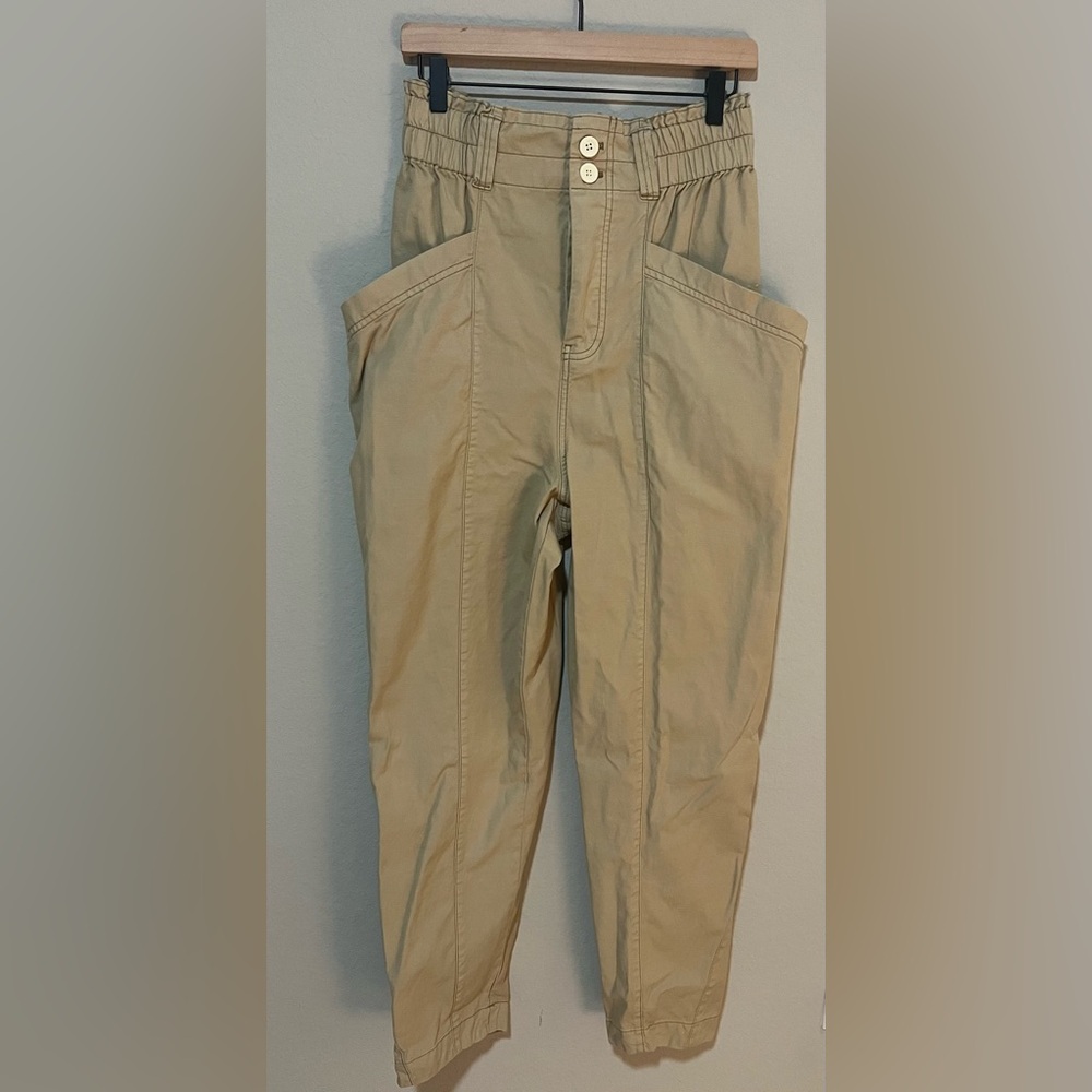 Free People Ready to Run Cinch Waist Parchment Pants Size Medium - Picture 4 of 10